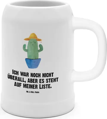 Produktbild von Mr. & Mrs. Panda Steinkrug Kaktus Hut - Weiß - Geschenk, Seidel, Humpen, Krug, Reisetagebuch, Spruch, Kakteen, Bierbecher, Geschenkidee, Bier, Weltreise