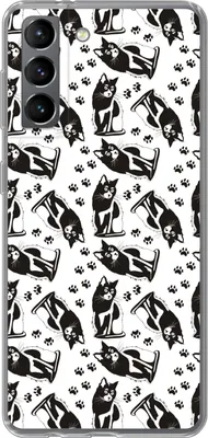 Produktbild von MuchoWow® Handyhülle Schutzhülle Hülle für Telefoonhoesje Samsung Galaxy S21 Muster - Katze - Schwarz - Weiß - Jungen - Mädchen - Kinder - Kind Silikon Softcase Handy Hülle - Softcase