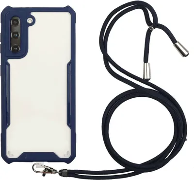 Produktbild von König Design Hülle kompatibel mit Samsung Galaxy S21 Kunststoff Handykette Cover - Case Handyhülle Blau