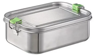 Produktbild von APS 66901 Brotdose LUNCHBUDDY, Edelstahl, herausnehmbarer Trennsteg, 20,5 x 14,5 cm, Höhe 6,5 cm