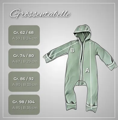 Produktbild von Alavya Home Walkoverall 98/104 Schurwolle - 2er-Set, Rosa + Khaki