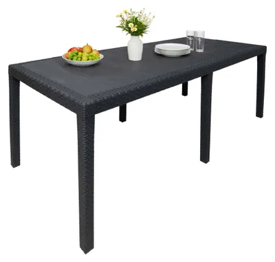 Immagine prodotto di Dmora Tavolo da Esterno Abbaviva 90x150x72h cm Nero Antracite, 10 Posti Meccanismo Estensione Allunga Centrale  Italy