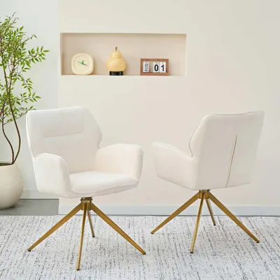 Produktbild von Drehbarer Esszimmerstuhl 2er Set Samt Dunkelgrau Sessel mit Metallbeinen Modern Freizeitstuhl