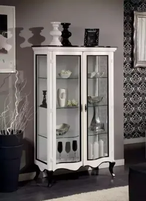 Produktbild von Wohnzimmer Möbel Anrichte Holz Vitrinen Glas Schrank Echtholz Vitrine