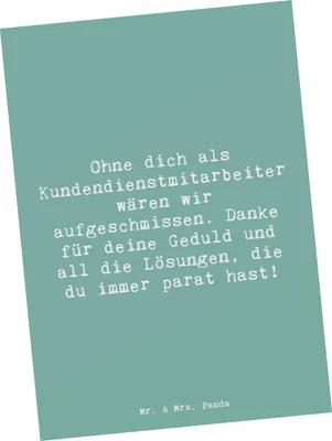 Produktbild von Mr. & Mrs. Panda Postkarte Spruch Kundendienstmitarbeiter Held - Meeresbrise - Geschenk, Danke sagen, Aufmerksamkeit, Ansichtskarte, besonderes, unsichtbare Helden