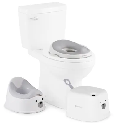 Produktbild von 3-in-1 Töpfchen Set Nachttopf Toilettenaufsatz und Tritthocker für Kinder BÄR Grau