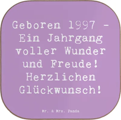 Produktbild von Mr. & Mrs. Panda Tischschoner Spruch 1997 Geburtstag - Lavendeltraum - Geschenk, Coaster, Geburtstagsgeschenke, Jahrgang, Geburtstagsfreude, Geburtsjahr, Glückwunsch