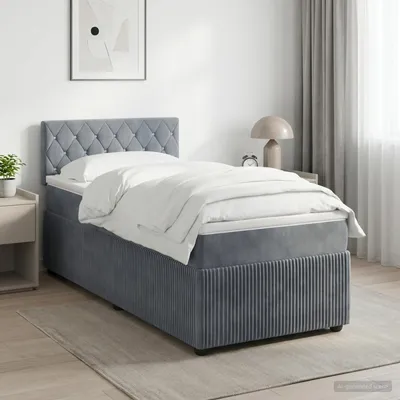 Immagine prodotto di Maison Exclusive - Letto boxspring con materasso grigio scuro 90 x 190 cm velluto