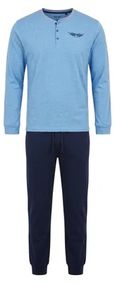 Produktbild von AUTHENTIC LE JOGGER Pyjama Schlafanzug für Herren 2 -teilig blau-meliert-marine Größe 56/58, KI-generiertes Bild