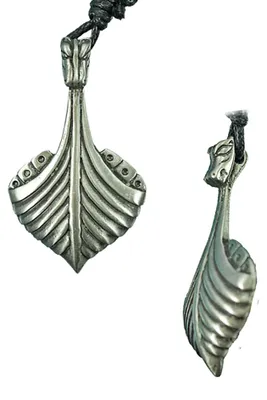 Produktbild von Wikinger Drachenboot Anhänger Schmuck Zinn 50x30mm mit Schnur