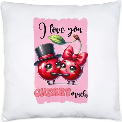 Produktbild von I Love You Cherry Much Lustiges Kissen inkl. Füllung Geschenk für Kirschen Liebhaber Valentinstag