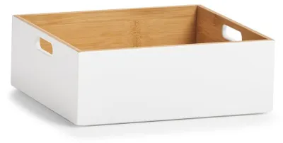 Image de ZELLER PRESENT Caisse de rangement 30x27x10,5cm bambou blanc