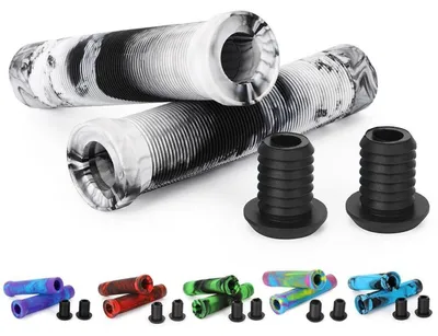 Produktbild von Lenkergriffe 145mm Stunt Scooter BMX MTB Fahrrad Griffe Soft TPR Weiß/Schwarz