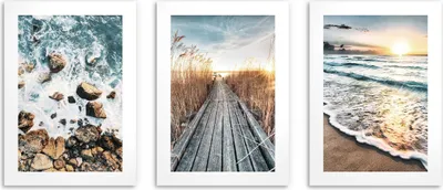 Produktbild von Poster Wandbilder Strand 3 Teilig Poster Set 30x40 cm - ökologische Tinte, Wasserfest -  Poster für wohnzimmer, schlafzimmer