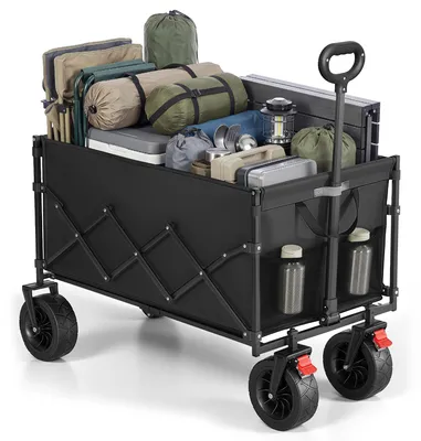 Immagine prodotto di SONGMICS, carrello portatile pieghevole, compatto, capacità 200 litri, portata massima 180 kg – colore nero