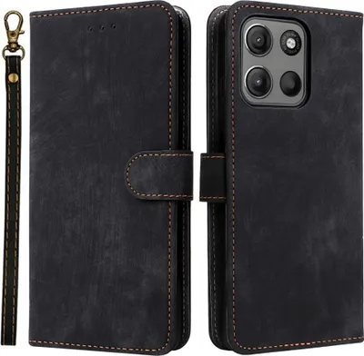 Produktbild von Motorola Moto G15 / G17 (Power) Hülle - Coverup Klapphülle mit Schlüsselband - Schwarz