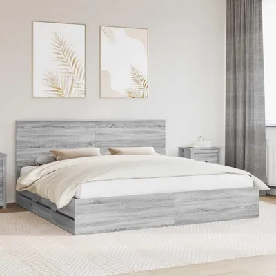 Produktbild von Maison Exclusive - Bettrahmen Graues Sonoma 200 x 200 cm Ingenieurs Holz