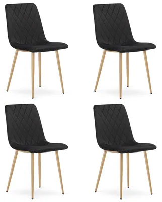 Productafbeelding van Turijn stoel, zwart fluweel met houten poten (set van 4)