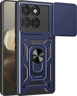 Produktbild von Motorola Edge 60 Pro Hülle - Coverup Armor Ring Ständer Back Cover mit Kamera Schutz - Blau