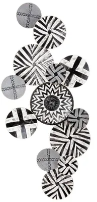 Produktbild von Grosse Metallische Wanddekoration mit Schwarz-Weiß-Kreismustern für moderne Wohnräume