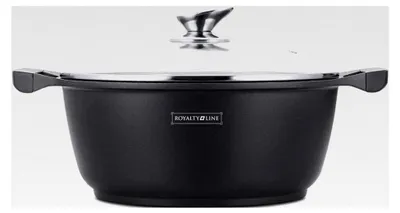 Produktbild von Kochtopf mit Marmorbeschichtung, Glasdeckel, Induktion, 5,7 l, 28 cm, Schwarz