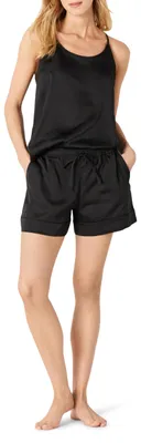 Produktbild von A. Essentials Damen Pyjama-Set Aus Satin Mit Trägertop Und Shorts In Relaxed-Fit