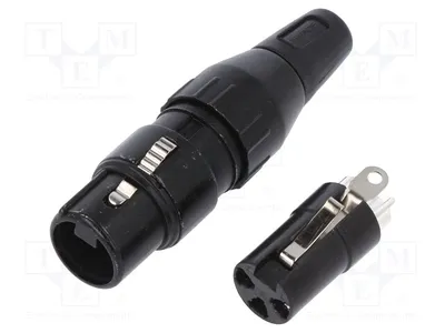 Image de 1 connecteur à broches, type femelle, pour soudure droite, compatible avec des câbles jusqu'à 50V, référence 708-0300