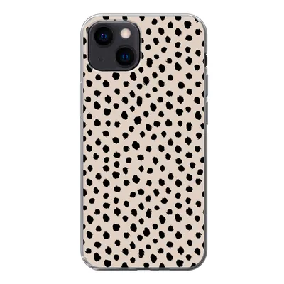 Produktbild von MuchoWow® Handyhülle Schutzhülle Hülle für iPhone 13 mini Polka dots - Schwarz - Beige Silikon Softcase Handy Hülle - Softcase