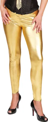 Produktbild von Glanzleggings gold Damen Leggings Hose Karneval Fasching Kostüm S/M