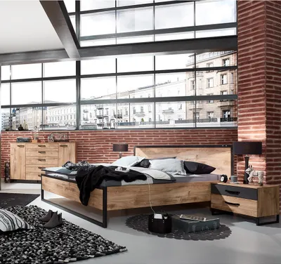 Produktbild von Schlafzimmer Set 4-tlg. DAVENPORT-43 mit Bett 160x200 in Eiche