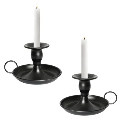 Produktbild von 2er Kerzenhalter Set Schwarz, Kerzenständer, s Retro Design, Stabil, Heim- und Kamin-Deko