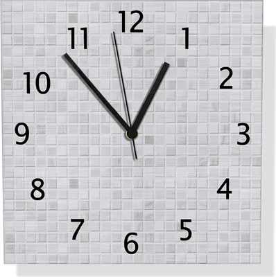 Produktbild von Wallario Design Wanduhr Fliesen im Bad weiß-grau aus Aluverbund, Größe 30 x 30 cm