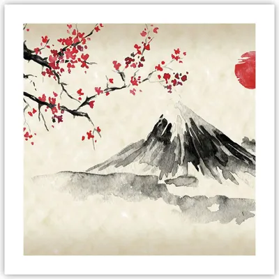 Produktbild von Poster - Poster ohne Rahmen - Aquarell asiatisch Landschaft - 50x50 cm - Wand Bild - Wanddeko - Wandbilder - Kunstposter - Wandposter - Bilder - Kunstdruck - Wanddekoration - P2XAC50x50-4513