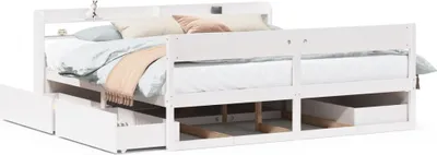 Obrázek produktu pro Postel bez matrace bílá 200 x 200 cm masivní borovice