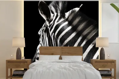 Produktbild von MuchoWow® Fototapete für Wohnzimmer oder Schlafzimmer Wandtapete Vinyl Motivtapete Zebra - Tier - Weiß - 260x260 cm - Papiertapeten