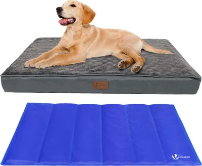 Produktbild von VOUNOT® Orthopädisches Hundebett mit Kühlmatte, Hundekissen Mittelgroße Hunde 91x70cm