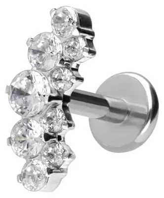 Produktbild von Ohrpiercing, Nasenpiercing Titan Labret mit Push Fit KRISTALLBOGEN Silber Stablänge: 6mm | Stabstärke: 1,2mm