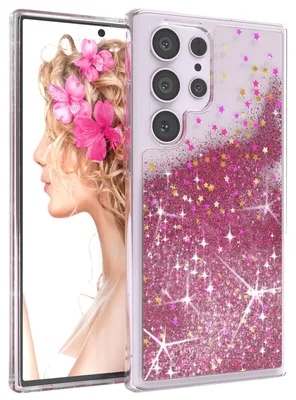 Produktbild von EAZY CASE - Glitzer Hülle kompatibel mit Samsung Galaxy S23 Ultra Glitzer Schutzhülle, Soft Case, Backcover Transparent mit Motiv