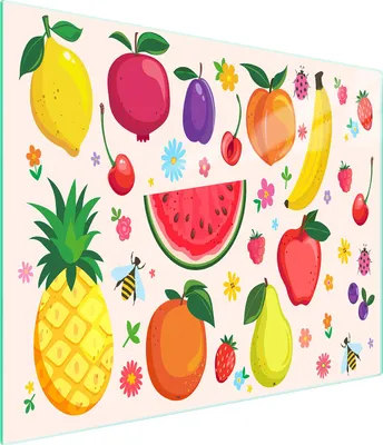 Image de Planche à découper en verre 52x30 fruits