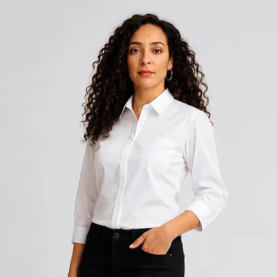 Produktbild von Damenbluse 3/4-Arm weiß Gr. 34 : 34 : weiß : 60% Baumwolle 40% Polyester