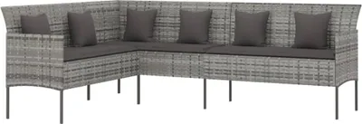 Immagine prodotto di vidaXL Divano da giardino a L con cuscini in poly rattan grigio