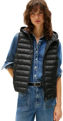 Produktbild von Tommy Hilfiger Damen Weste Padded Global Stripe Vest mit Kapuze, Schwarz (Black)