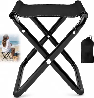 Produktbild von Faltbarer Campinghocker bis 150 kg, leicht und kompakt, platzsparend zusammenklappbar mit Aufbewahrungsbeutel für Garten, Strand, Reise und Camping