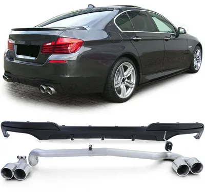 Für BMW F10 F11 10-17 Stoßstange Heckdiffusor Schwarz Matt Duplex Endrohr Umbau in der Farbe Schwarz von Carparts-Online GmbH
