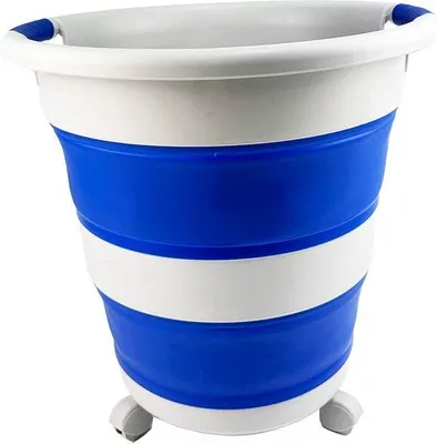 Image de Bac de lavage pliable en plastique avec roulettes, 34 litres, bac de rangement pliable avec roulettes, évier portable, bac peu encombrant (gris / violet)