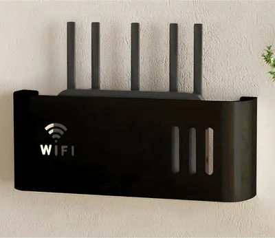 Produktbild von Routerschrank, Routerbox, Kabelmanagement-Wandregal für Router, um den Router und das Kabelgewirr stilvoll zu verbergen (Schwarz)