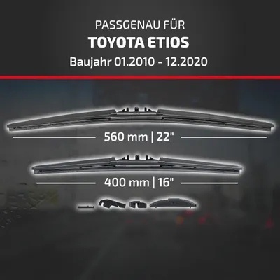 Produktbild von HEYNER® Scheibenwischer für TOYOTA ETIOS 01.2010 - 12.2020, HYBRID Flachbalkenwischer, Aerodynamisch & Flexibel, Nanographitbeschichtung