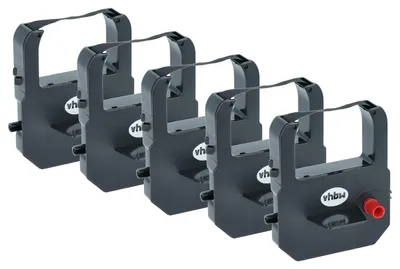 Produktbild von vhbw 5x Farbband Schriftband kompatibel mit Seikosha TP 20, TP 15 Nadeldrucker, Bondrucker - Schwarz
