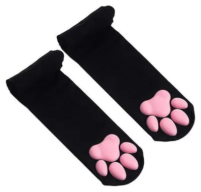 Obrázek produktu pro Roztomilé ponožky s kočičími tlapkami pro ženy, ponožky Lolita Cat Cosplay, 3D ponožky s kočičími drápky, podkolenky pro ženy a dívky – bílé