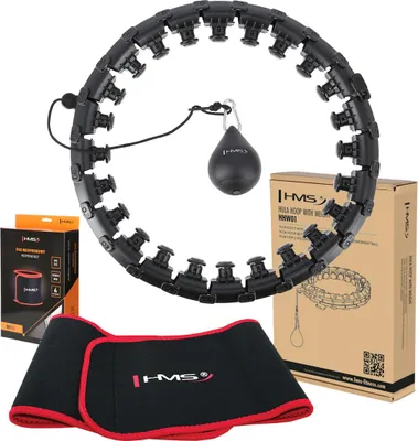 Produktbild von HMS HHW01 Hula-Hoop-Massageset mit Gewichten und Schlankheitsgürtel BR163 schwarz